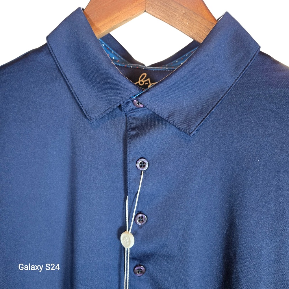 Boston Scott Golf Mens Modern Fit Poly Spandex‎ Blend Polo Shirt Blue Size S